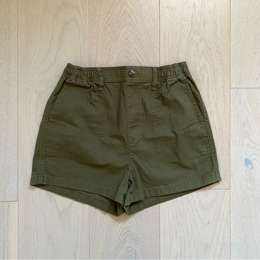 Madewell High-Waisted Shorts, Green, XS